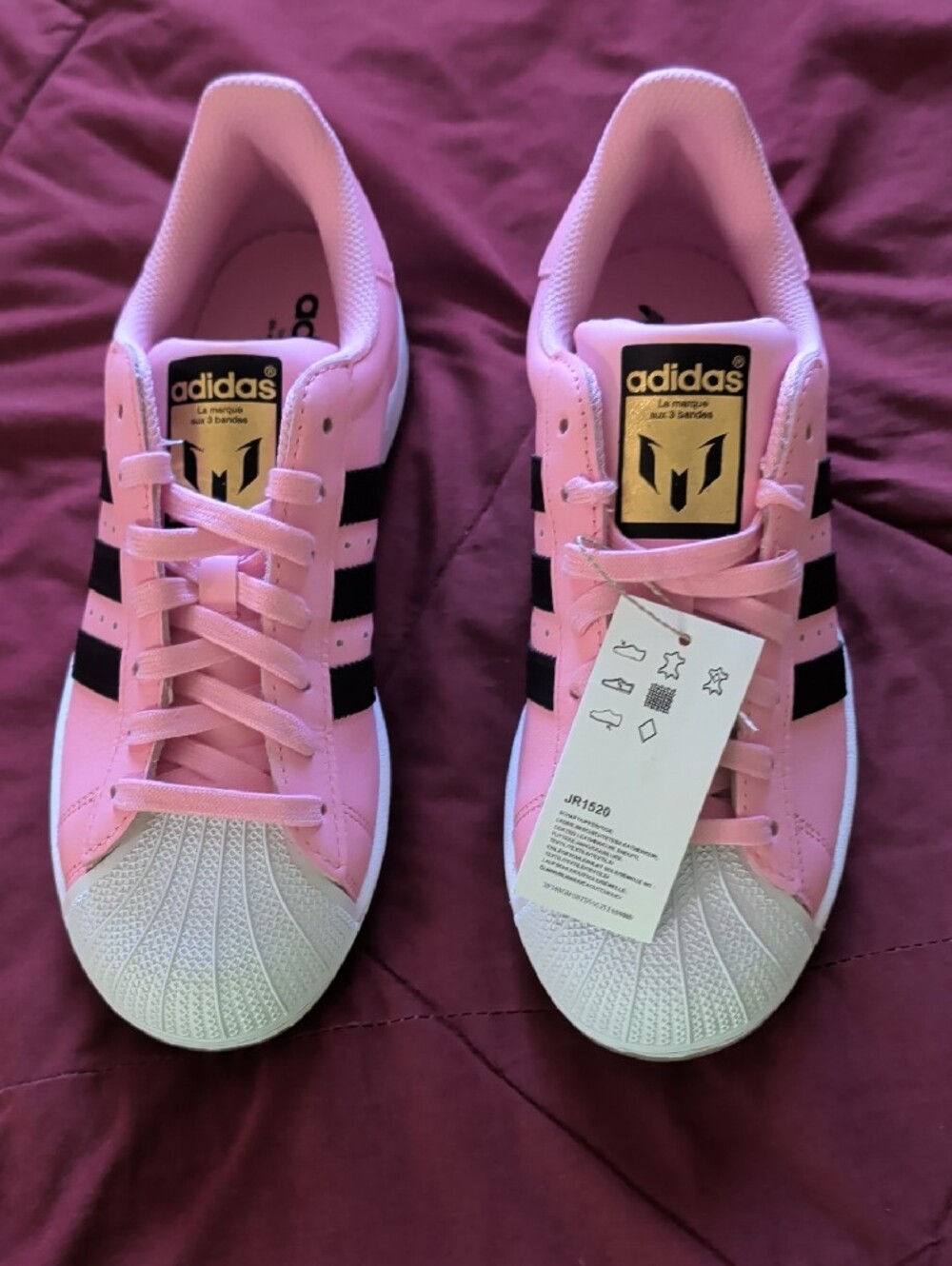 adidas Pink and Black Womens Superstar Messi Sneakers Size W8 - Picture 5 of 7